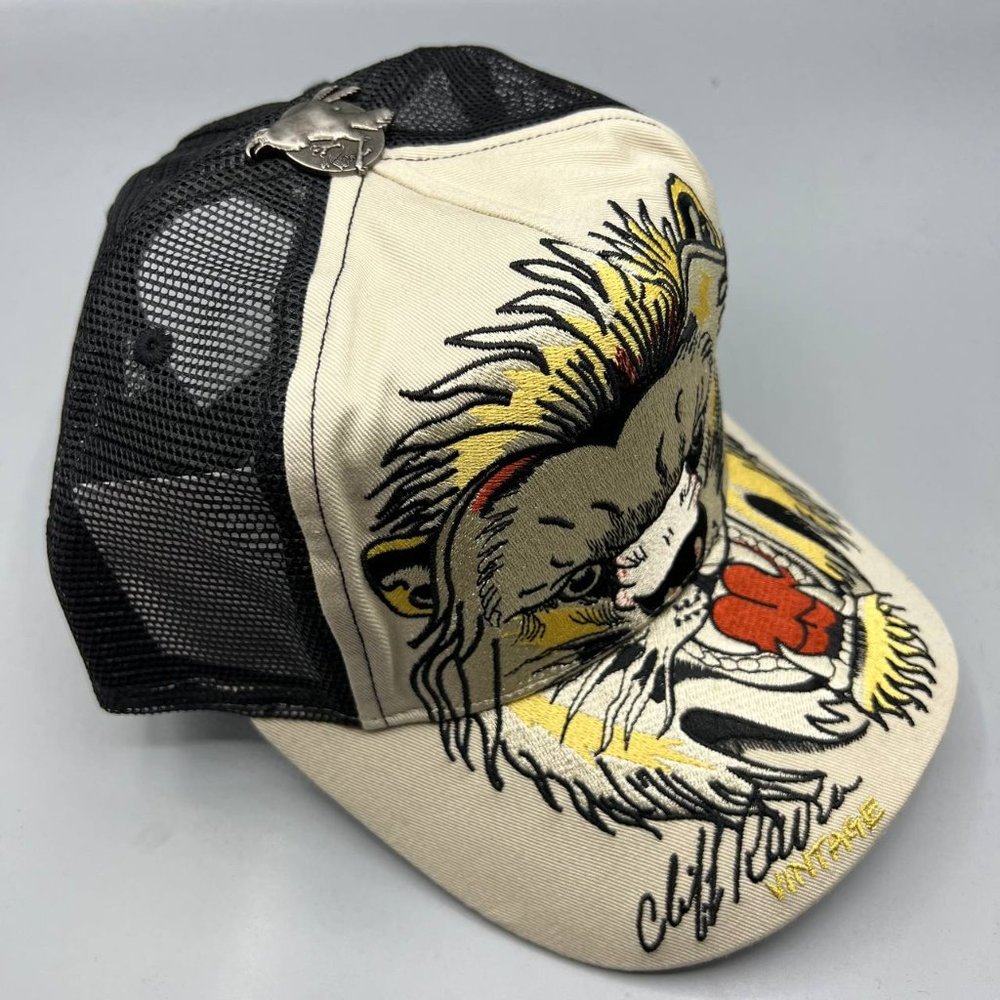 Vintage Lion Graphic Trucker Hat - Black and Cream - Picture 3 of 8